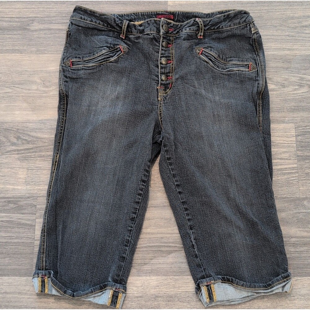 Zanadi ZD Premium Bermuda Denim Shorts Dark Blue Stretch Women's Plus Size 20